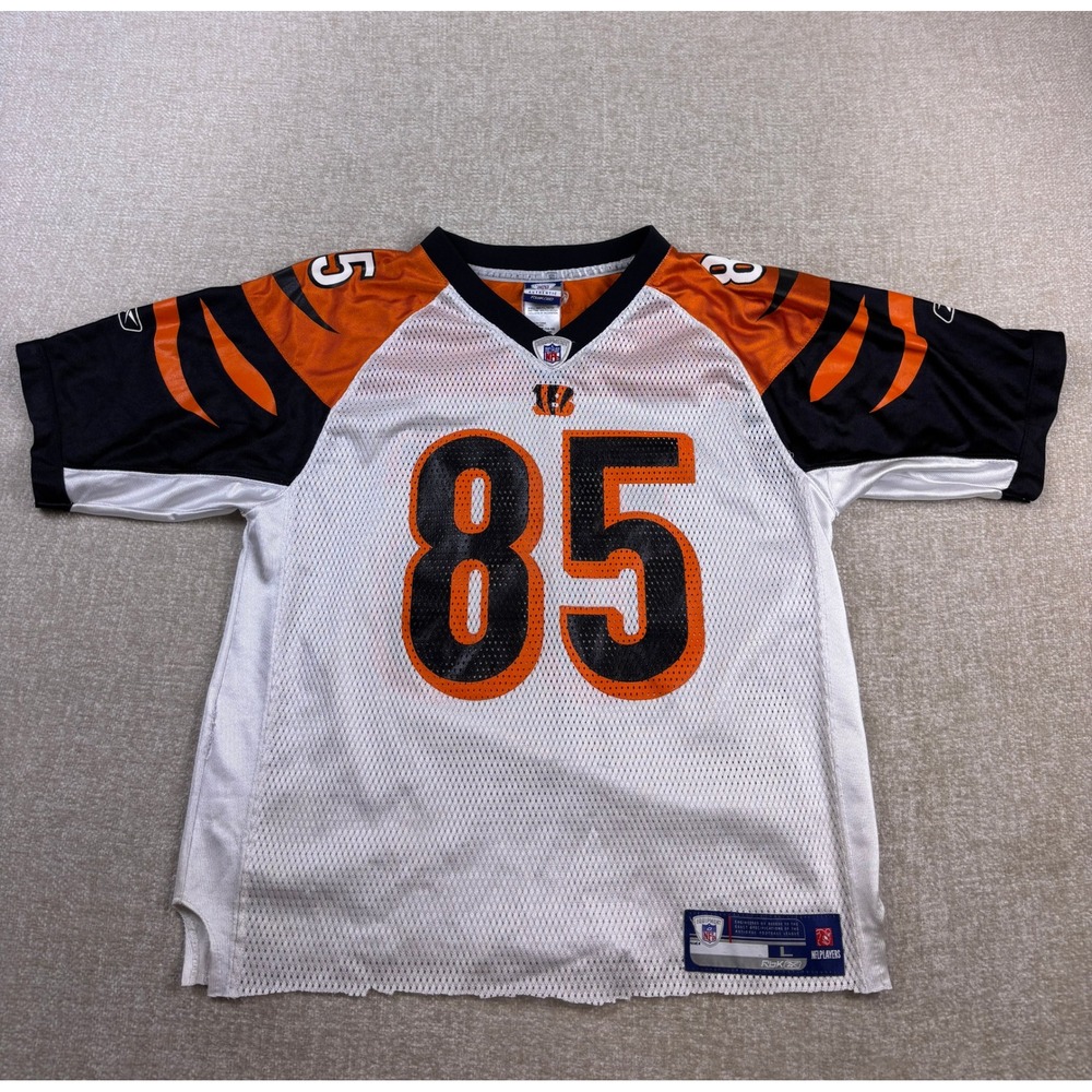 Kids Reebok NFL Cincinnati Bengals Chad Johnson 85 Jersey White Large 14-16